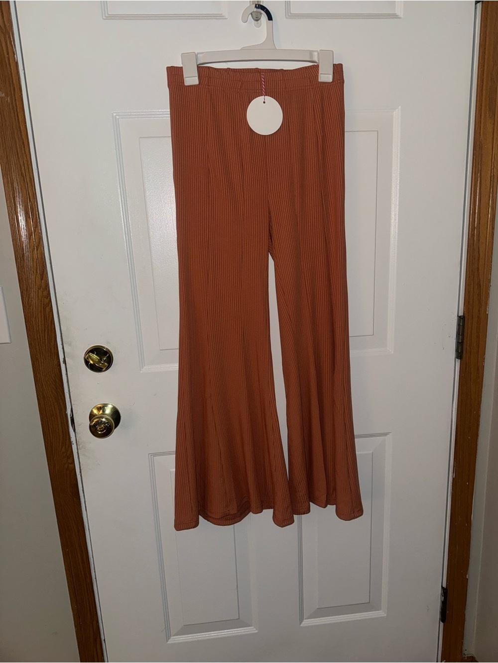 Umgee medium Women's Ribbed Wide-Leg Pants in cinnamon